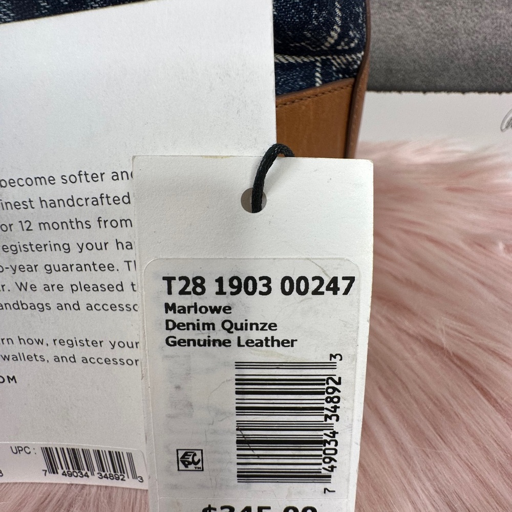 Brahmin Marlowe Blue Denim-Patterned Drawstring bucket Bag - Picture 10 of 10